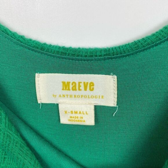 Anthropologie MAEVE Wm’s XS Kelly Green Regina Scoop Neck Fit Flare Knit Dress - Picture 6 of 6